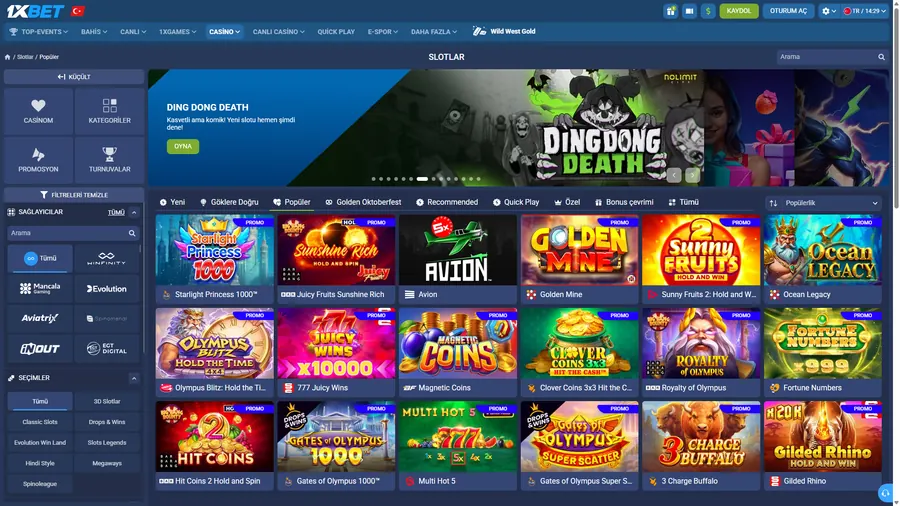 1xBet casino lobisi ve oyun sağlayıcıları listesi